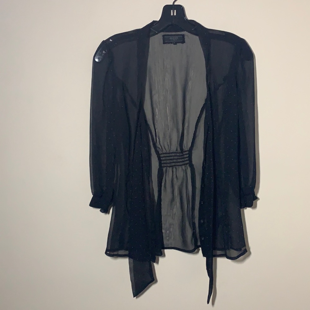 Guess Sheer Button Up Blouse - image 1
